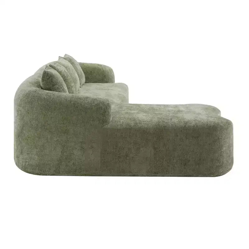 Canapé d'angle en L entièrement compressé avec chaise longue incurvée, canapé modulaire en chenille, haute densité pour salon d'appartement