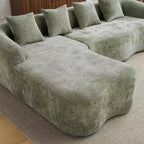 Canapé d'angle en L entièrement compressé avec chaise longue incurvée, canapé modulaire en chenille, haute densité pour salon d'appartement
