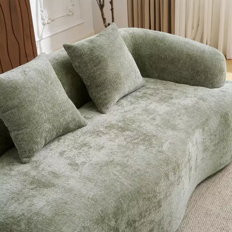 Canapé d'angle en L entièrement compressé avec chaise longue incurvée, canapé modulaire en chenille, haute densité pour salon d'appartement