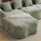 Canapé d'angle en L entièrement compressé avec chaise longue incurvée, canapé modulaire en chenille, haute densité pour salon d'appartement