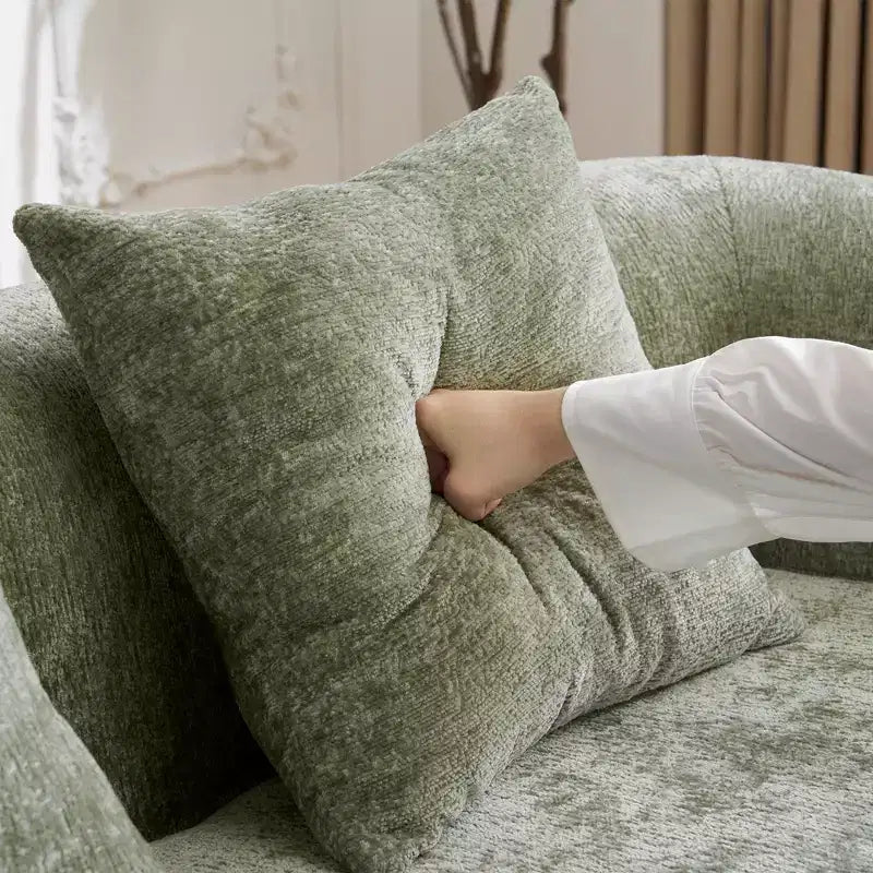 Canapé d'angle en L entièrement compressé avec chaise longue incurvée, canapé modulaire en chenille, haute densité pour salon d'appartement