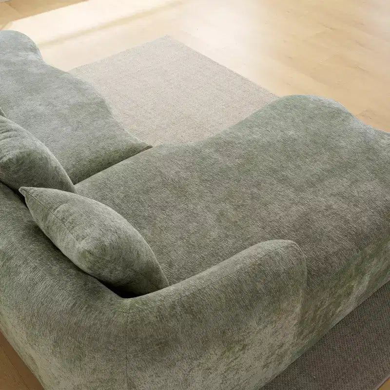Canapé d'angle en L entièrement compressé avec chaise longue incurvée, canapé modulaire en chenille, haute densité pour salon d'appartement