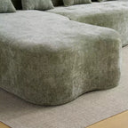 Canapé d'angle en L entièrement compressé avec chaise longue incurvée, canapé modulaire en chenille, haute densité pour salon d'appartement