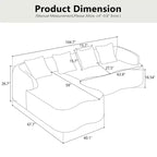 Canapé d'angle en L entièrement compressé avec chaise longue incurvée, canapé modulaire en chenille, haute densité pour salon d'appartement