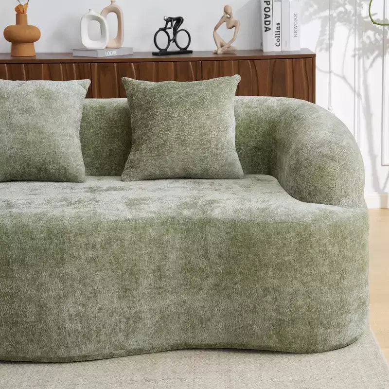 Canapé d'angle en L entièrement compressé avec chaise longue incurvée, canapé modulaire en chenille, haute densité pour salon d'appartement