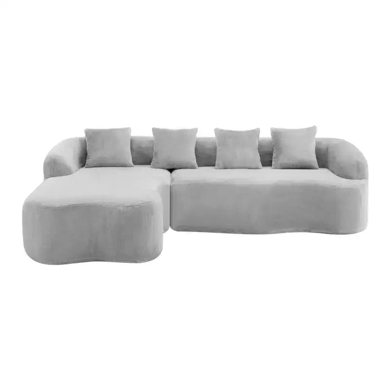 Canapé d'angle en L entièrement compressé avec chaise longue incurvée, canapé modulaire en chenille, haute densité pour salon d'appartement