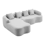 Canapé d'angle en L entièrement compressé avec chaise longue incurvée, canapé modulaire en chenille, haute densité pour salon d'appartement