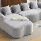 Canapé d'angle en L entièrement compressé avec chaise longue incurvée, canapé modulaire en chenille, haute densité pour salon d'appartement