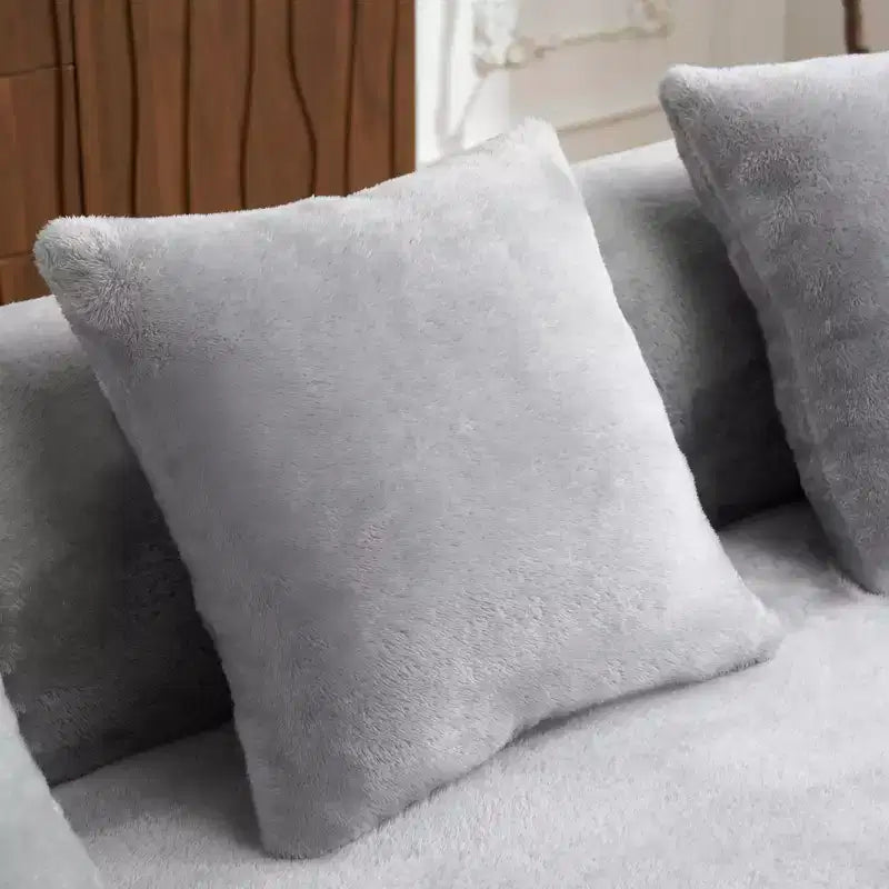 Canapé d'angle en L entièrement compressé avec chaise longue incurvée, canapé modulaire en chenille, haute densité pour salon d'appartement