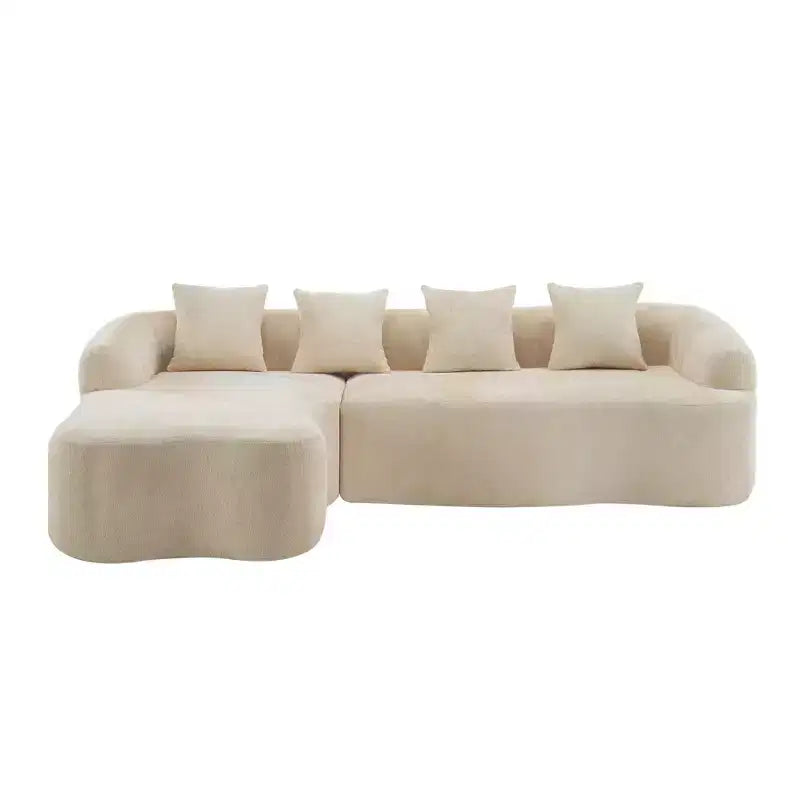 Canapé d'angle en L entièrement compressé avec chaise longue incurvée, canapé modulaire en chenille, haute densité pour salon d'appartement