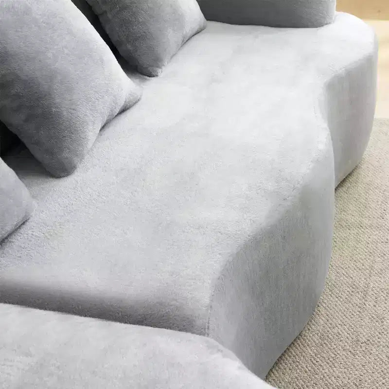 Canapé d'angle en L entièrement compressé avec chaise longue incurvée, canapé modulaire en chenille, haute densité pour salon d'appartement