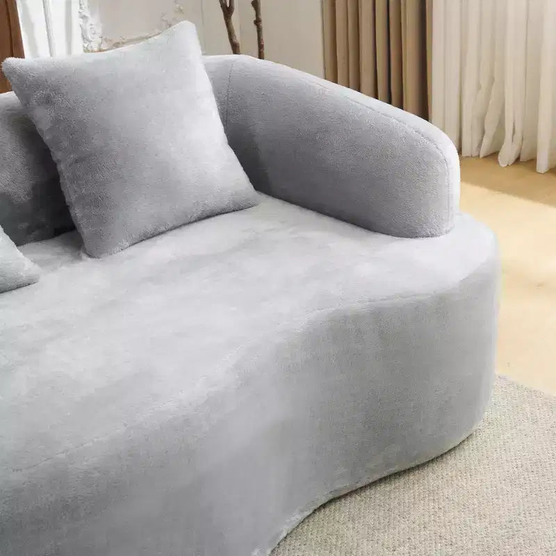 Canapé d'angle en L entièrement compressé avec chaise longue incurvée, canapé modulaire en chenille, haute densité pour salon d'appartement