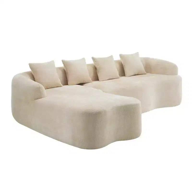 Canapé d'angle en L entièrement compressé avec chaise longue incurvée, canapé modulaire en chenille, haute densité pour salon d'appartement