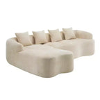 Canapé d'angle en L entièrement compressé avec chaise longue incurvée, canapé modulaire en chenille, haute densité pour salon d'appartement