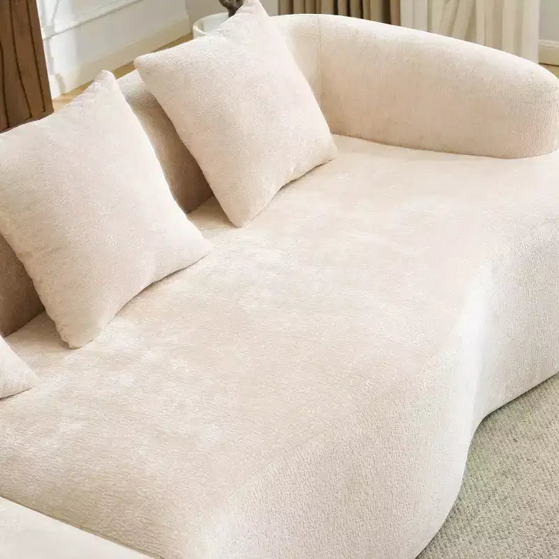 Canapé d'angle en L entièrement compressé avec chaise longue incurvée, canapé modulaire en chenille, haute densité pour salon d'appartement