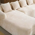 Canapé d'angle en L entièrement compressé avec chaise longue incurvée, canapé modulaire en chenille, haute densité pour salon d'appartement