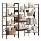 Étagère bibliothèque industrielle à 4 niveaux, triple largeur avec 11 étagères réglables, étagère de rangement rustique en bois et métal pour salon, chambre, bureau à domicile