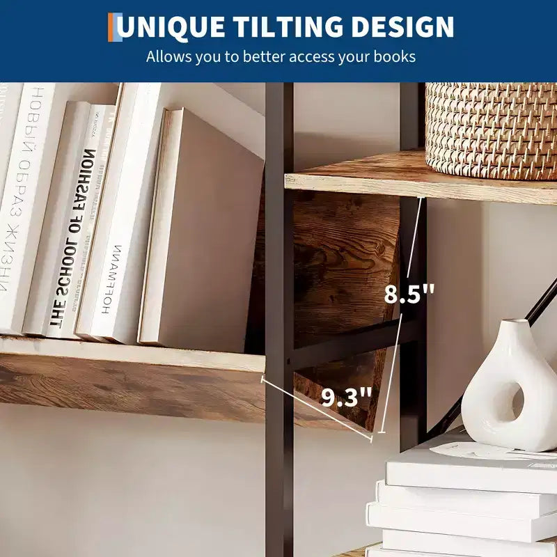 Étagère bibliothèque industrielle à 4 niveaux, triple largeur avec 11 étagères réglables, étagère de rangement rustique en bois et métal pour salon, chambre, bureau à domicile
