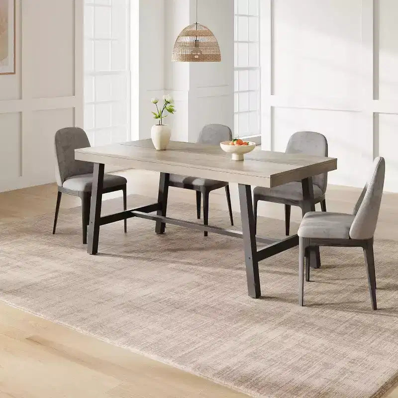 Table à manger industrielle de 63 pouces pour 4 à 6 personnes, table de cuisine en bois avec cadre métallique robuste, comptoir rectangulaire pour salle à manger