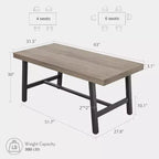 Table à manger industrielle de 63 pouces pour 4 à 6 personnes, table de cuisine en bois avec cadre métallique robuste, comptoir rectangulaire pour salle à manger