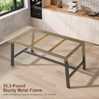 Table à manger industrielle de 63 pouces pour 4 à 6 personnes, table de cuisine en bois avec cadre métallique robuste, comptoir rectangulaire pour salle à manger