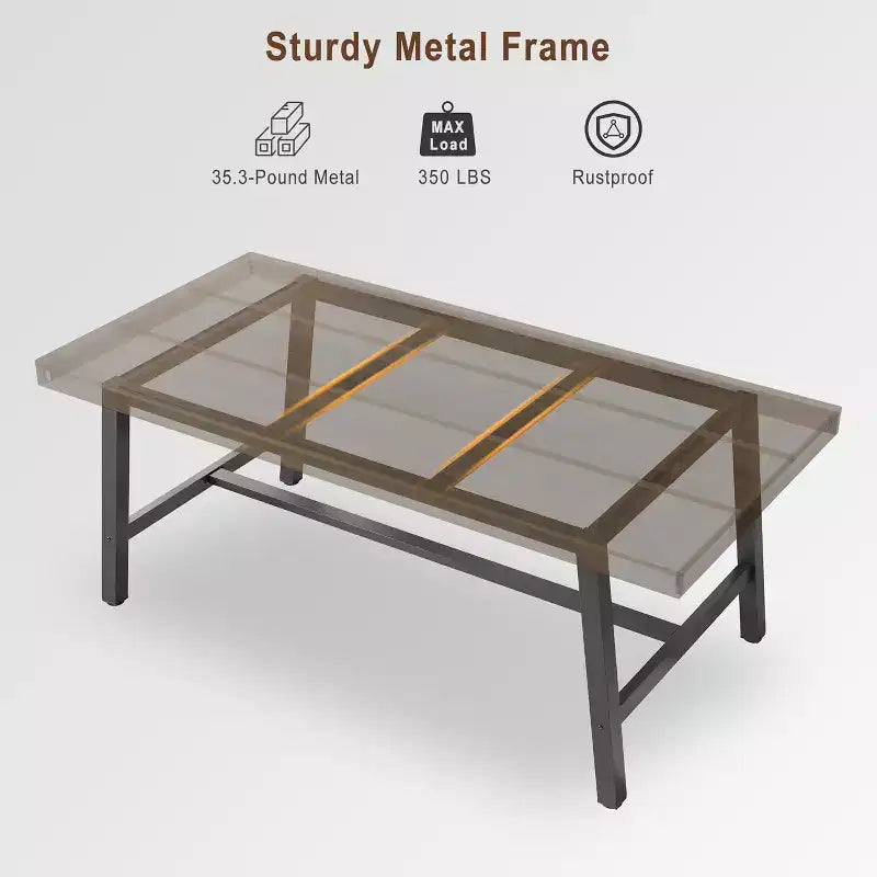 Table à manger industrielle de 63 pouces pour 4 à 6 personnes, table de cuisine en bois avec cadre métallique robuste, comptoir rectangulaire pour salle à manger