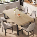 Table à manger industrielle de 63 pouces pour 4 à 6 personnes, table de cuisine en bois avec cadre métallique robuste, comptoir rectangulaire pour salle à manger