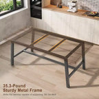Table à manger industrielle de 63 pouces pour 4 à 6 personnes, table de cuisine en bois avec cadre métallique robuste, comptoir rectangulaire pour salle à manger
