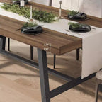 Table à manger industrielle de 63 pouces pour 4 à 6 personnes, table de cuisine en bois avec cadre métallique robuste, comptoir rectangulaire pour salle à manger