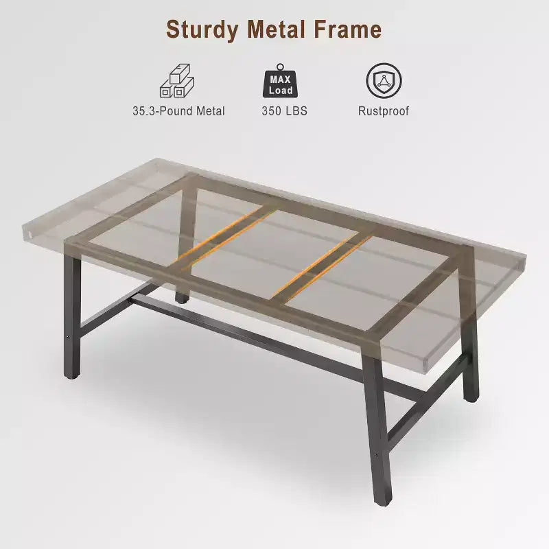 Table à manger industrielle de 63 pouces pour 4 à 6 personnes, table de cuisine en bois avec cadre métallique robuste, comptoir rectangulaire pour salle à manger