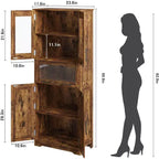 Meuble de rangement haut avec portes vitrées, étagères réglables et tiroir, organisateur mince pour cuisine, salle de bain, salon