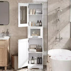 Meuble de rangement haut avec portes vitrées, étagères réglables et tiroir, organisateur mince pour cuisine, salle de bain, salon