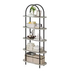 5 Tier Arched Bookcase, 71 Tall Industrial Open Book Shelf, Modern Freestanding Shelving Unit Storage Organiser