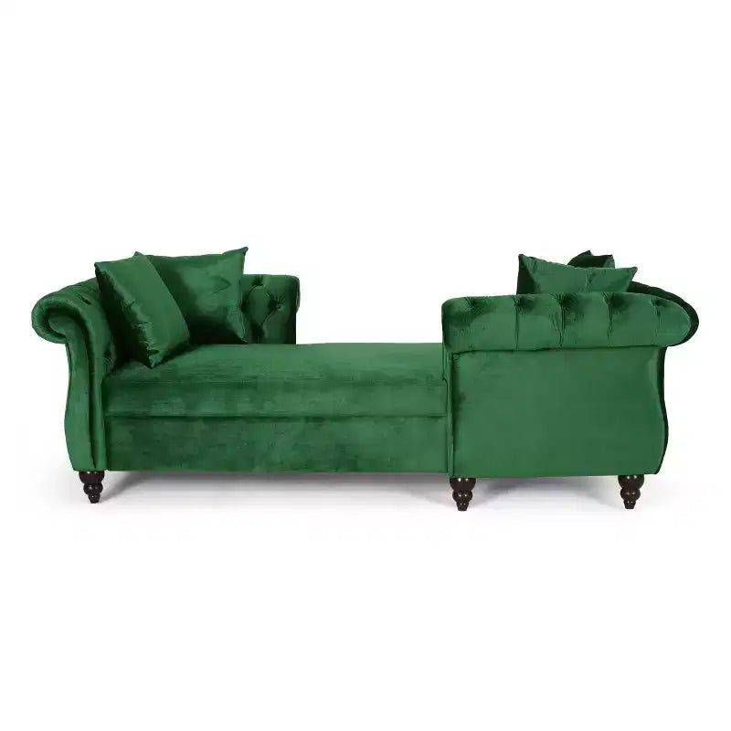 Chaise longue en velours touffeté Harrisville Modern Glam avec oreiller décoratif