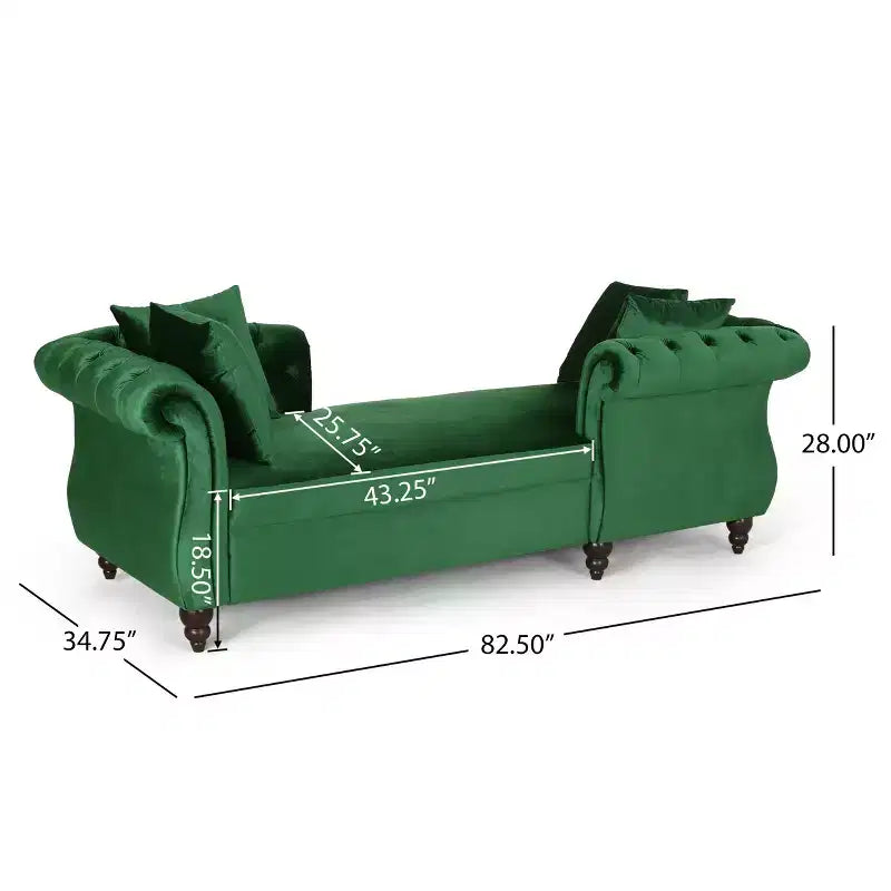 Chaise longue en velours touffeté Harrisville Modern Glam avec oreiller décoratif