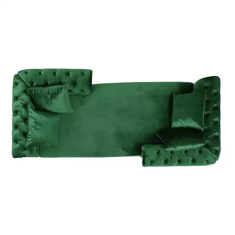 Chaise longue en velours touffeté Harrisville Modern Glam avec oreiller décoratif