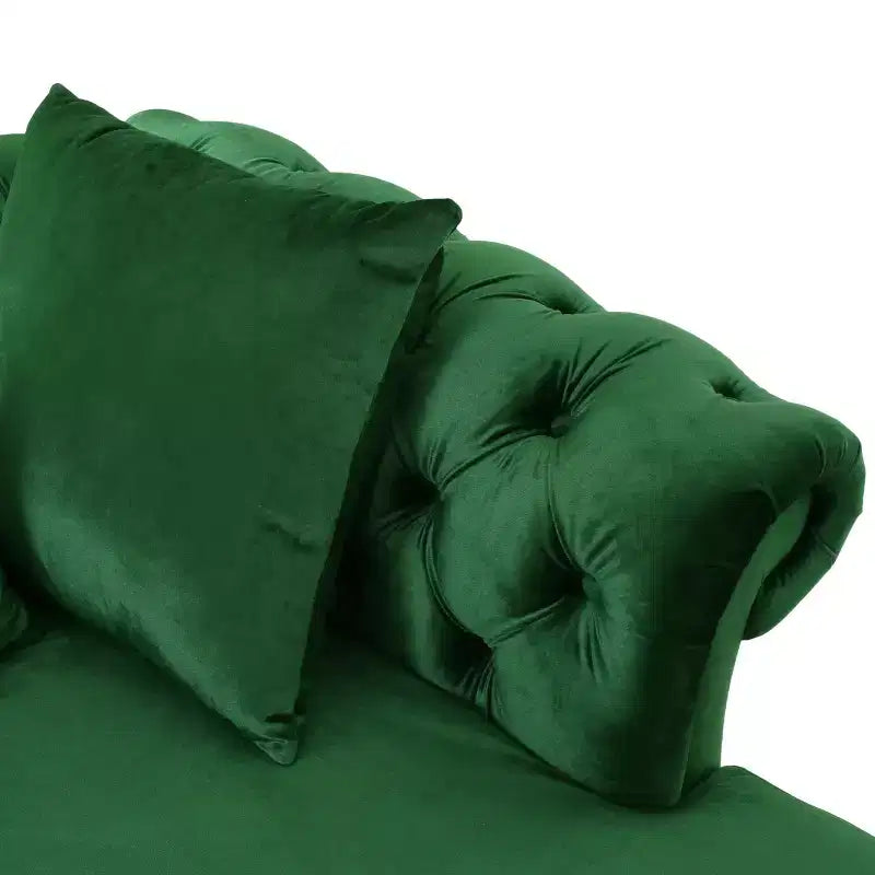 Chaise longue en velours touffeté Harrisville Modern Glam avec oreiller décoratif
