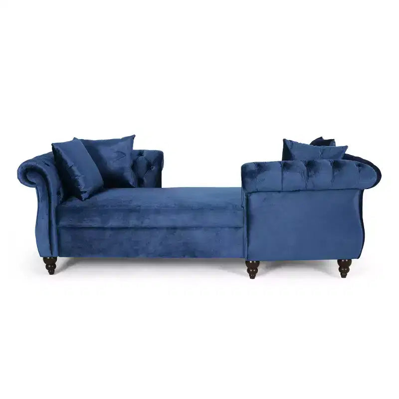 Chaise longue en velours touffeté Harrisville Modern Glam avec oreiller décoratif