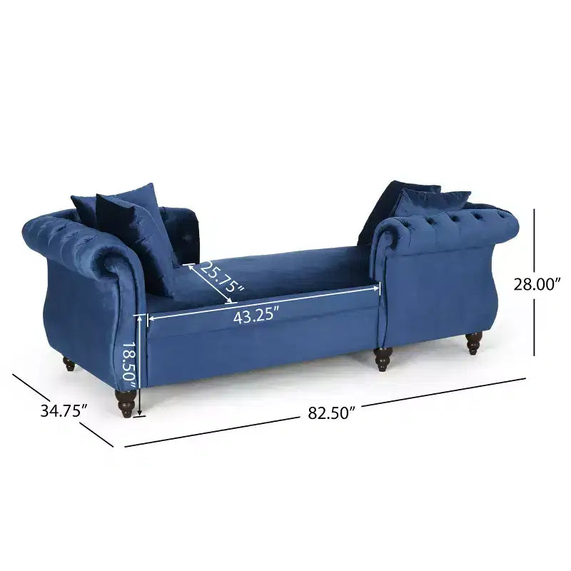 Chaise longue en velours touffeté Harrisville Modern Glam avec oreiller décoratif