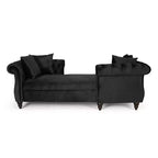 Chaise longue en velours touffeté Harrisville Modern Glam avec oreiller décoratif