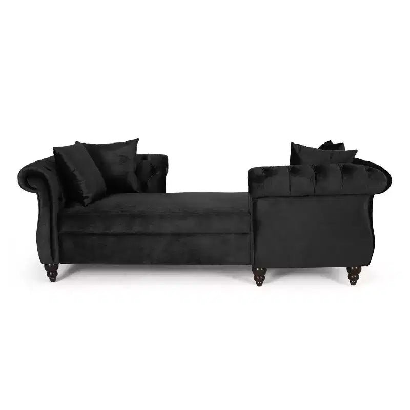 Chaise longue en velours touffeté Harrisville Modern Glam avec oreiller décoratif