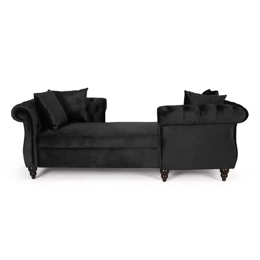 Chaise longue en velours touffeté Harrisville Modern Glam avec oreiller décoratif