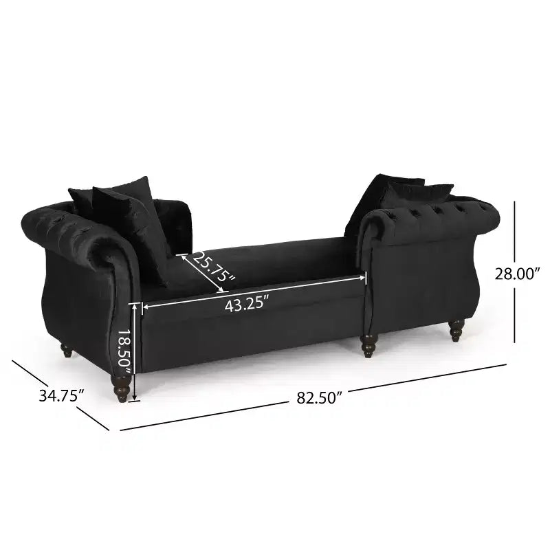 Chaise longue en velours touffeté Harrisville Modern Glam avec oreiller décoratif