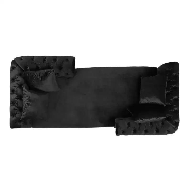 Chaise longue en velours touffeté Harrisville Modern Glam avec oreiller décoratif