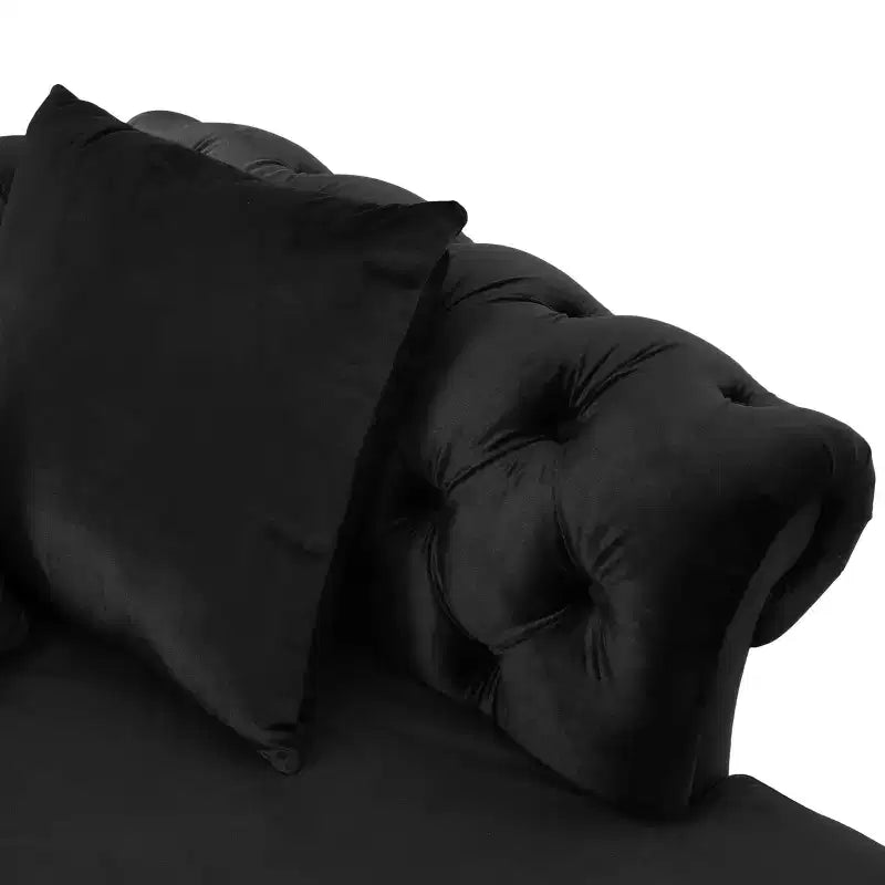 Chaise longue en velours touffeté Harrisville Modern Glam avec oreiller décoratif