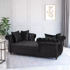 GDFStudio Harrisville Modern Glam Tufted Velvet Chaise Lounge with Accent Throw Pillow