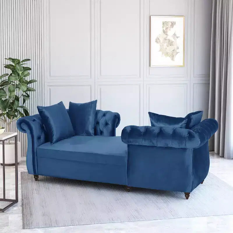 Chaise longue en velours touffeté Harrisville Modern Glam avec oreiller décoratif