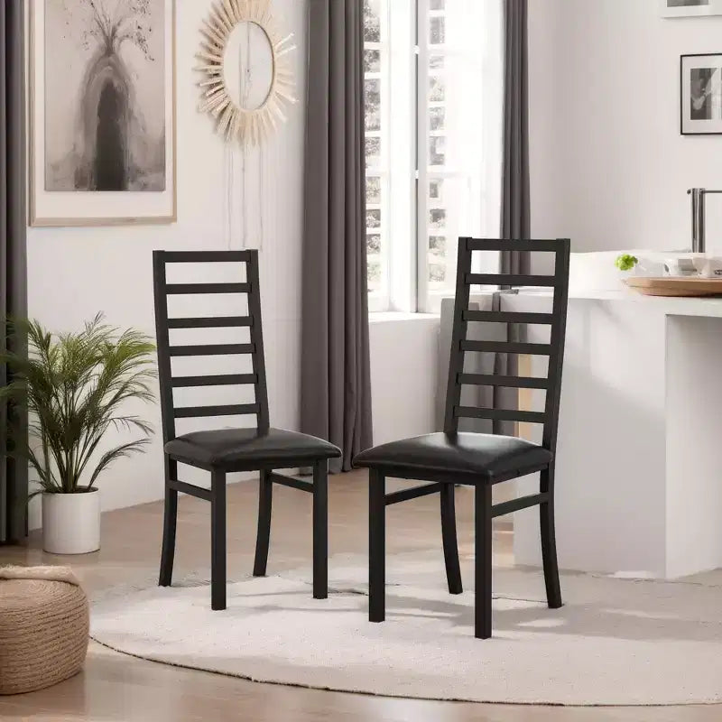 Chaises de salle à manger en métal, pieds en acier et sièges en cuir PU, dossier haut sans accoudoirs pour salon cuisine, noir