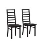 Chaises de salle à manger en métal, pieds en acier et sièges en cuir PU, dossier haut sans accoudoirs pour salon cuisine, noir