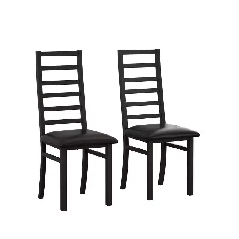 Chaises de salle à manger en métal, pieds en acier et sièges en cuir PU, dossier haut sans accoudoirs pour salon cuisine, noir